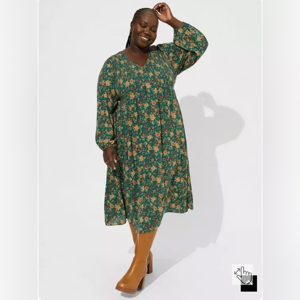 Torrid Midi Gauze Smocked Dress